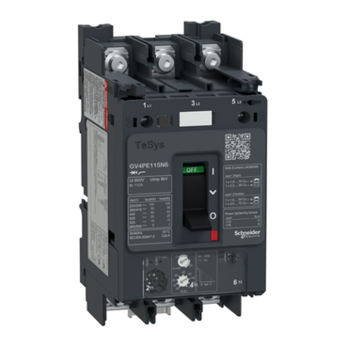 TeSys GV4 - disjuntor magneto-térmico - 115A 3P - com terminais olhal
