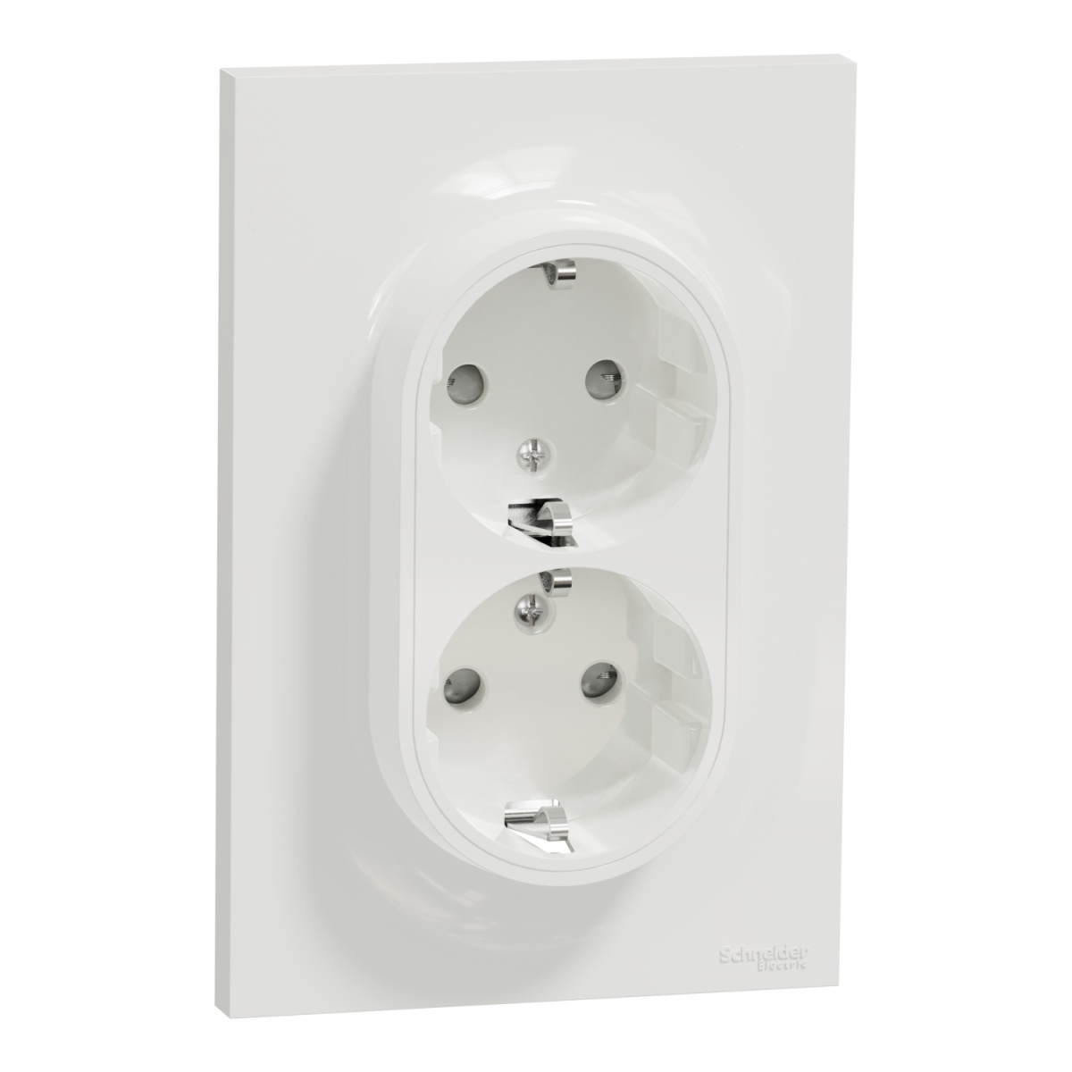 Odace Styl - Tomada 2PT monobloco dupla com obturadores - encastrar - 16A - Branco