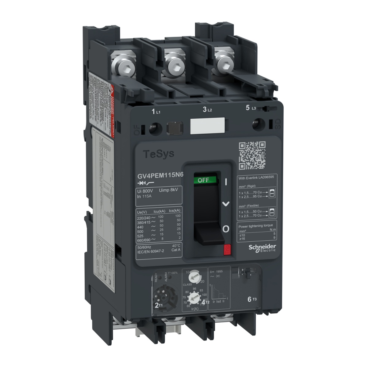 TeSys GV4 - disjuntor magneto-térmico multifuncional - 115A 3P - term. olhal