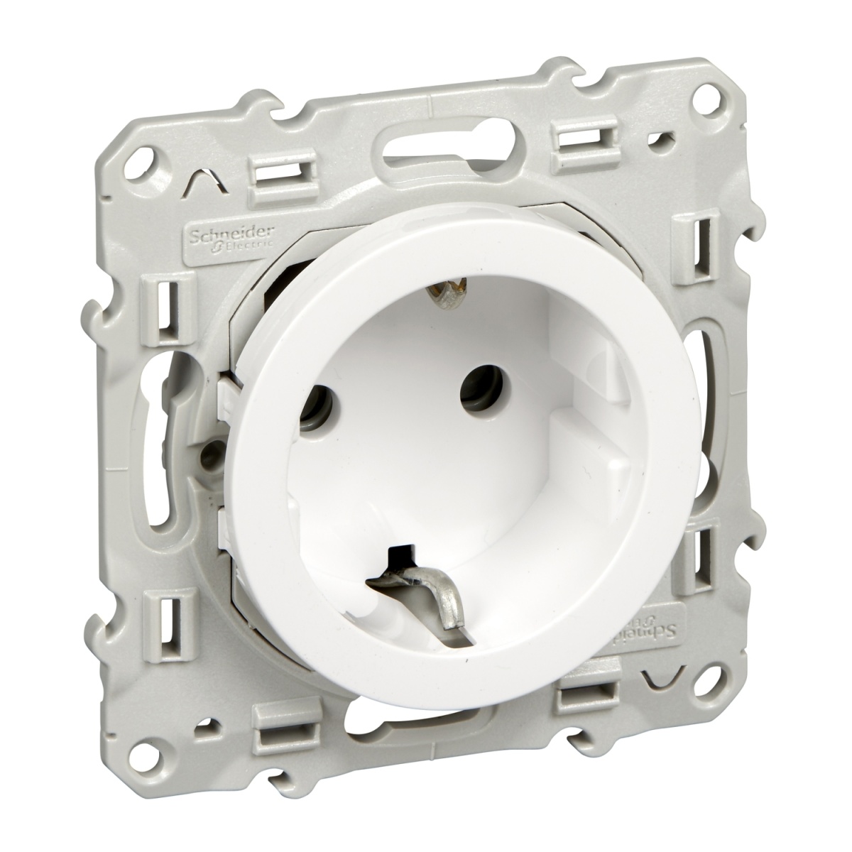 Odace - Tomada 2PT com obturadores por parafuso - 16A - Branco