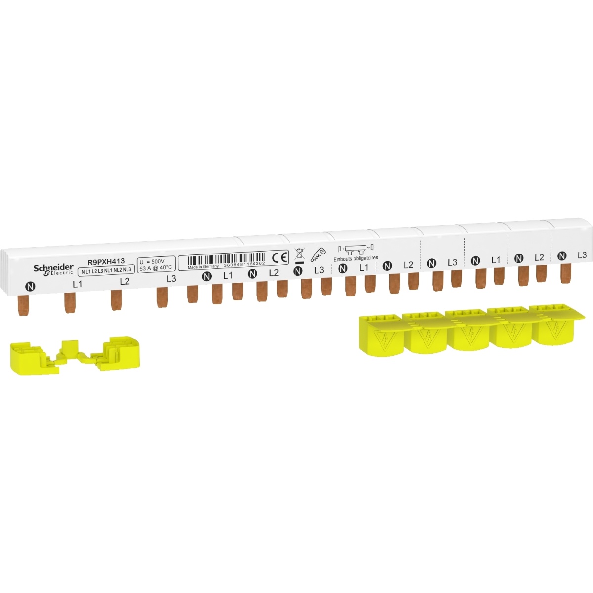 RESI9 - Pente de ligação - 3PN - 18mm - 13 módulos - 63A