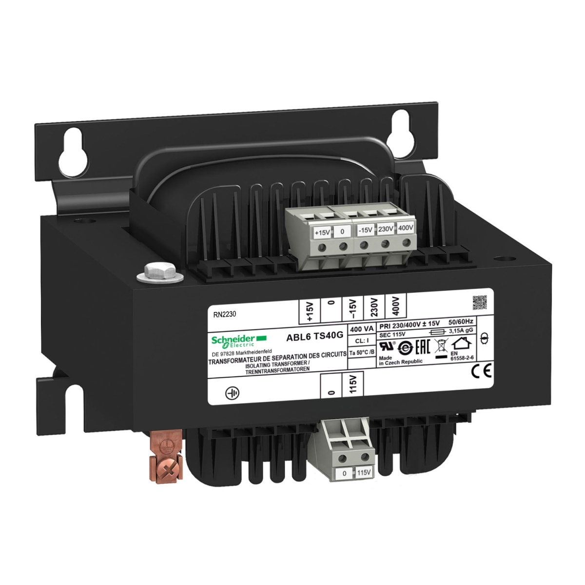 Transformador de tensão - 230..400 v - 1 x 115 v - 400 va