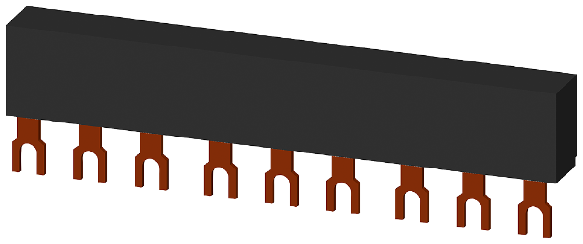 3-ph. busbars modular spacing 45 mm for 3 switches, connections in fork shape