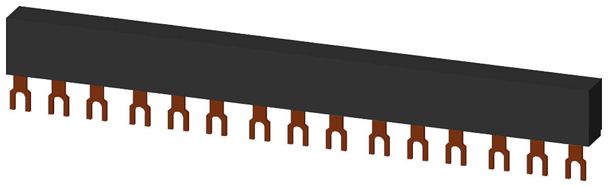 3-ph. busbars modular spacing 45 mm for 5 switches, connections in fork shape