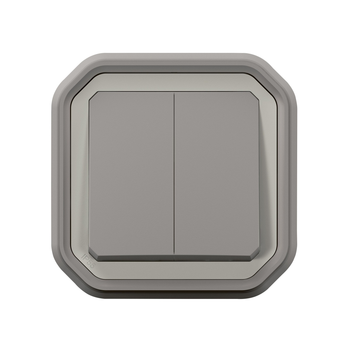 Plexo IP 55 monobloco encastrar - Comando duplo multifunções, Cinzento