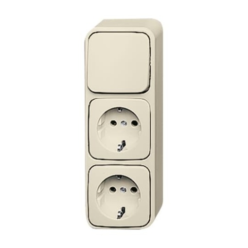 Combination 2 SCHUKO socket outlet with rocker switch