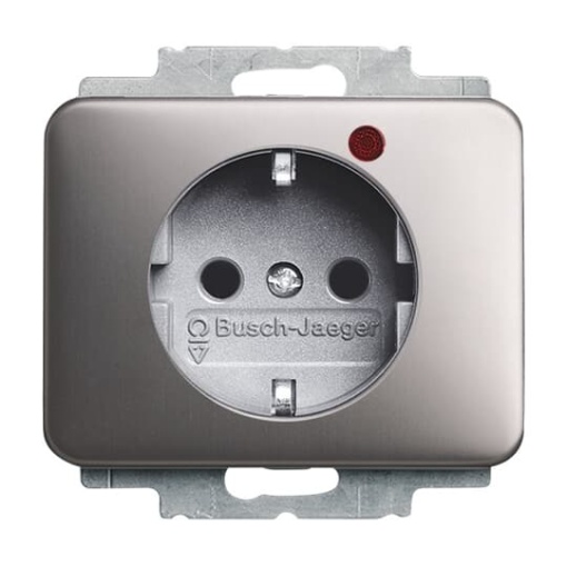 Busch-Protector SCHUKO socket insert with Neon lamp Red with screw terminals platinum - alpha