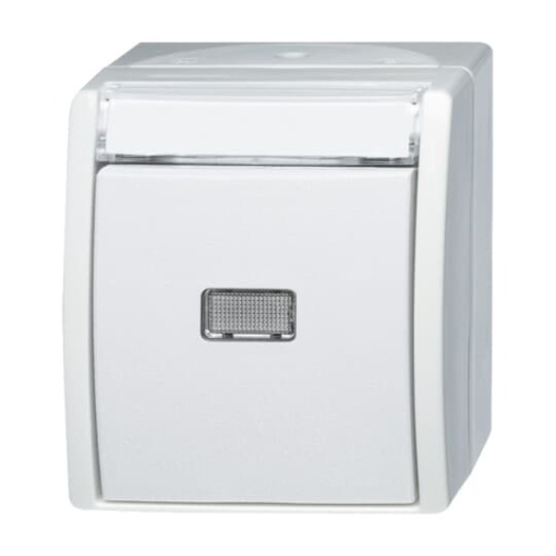 Switch with labelling field Single push button 1P pole 1NO alpine white  ocean