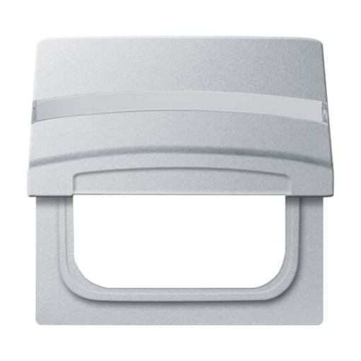 Intermediate Ring with labelling field with Hinged Lid Cover plates BuschDuro 2000 SI and Reflex SI aluminium silver  Allwetter 44 IP 44