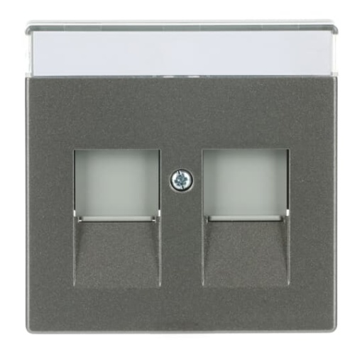 Cover plate with labelling field Modular Jack 2 gang grey metallic  Platform 63