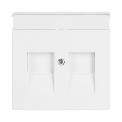 Cover plate with labelling field Modular Jack 2 gang studio white matt  Platform 63
