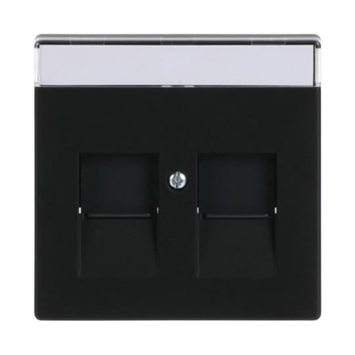 Cover plate with labelling field Modular Jack 2 gang black matt  Platform 63