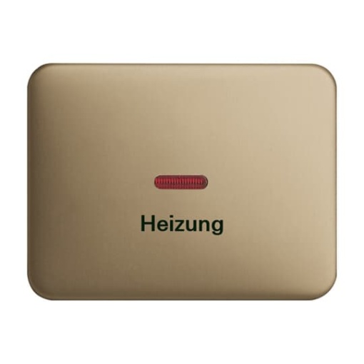 Rocker with legend Heizung with Small Red Calotte for Switchpush button, Single rocker bronze - alpha