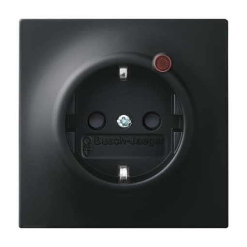 Busch-Protector SCHUKO socket insert with Neon lamp Red with screw terminals black matt - impuls