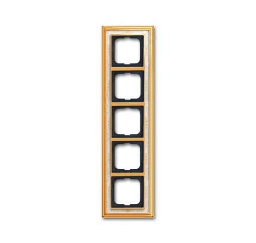 Cover frame 5gangs polished brass decor ivory white  BuschDynasty