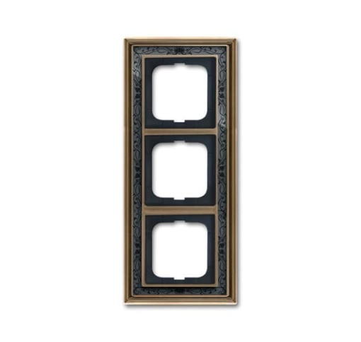 Cover frame 3gangs antique brass decor anthracite  BuschDynasty