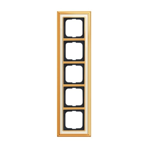 Cover frame 5gangs polished brass ivory white  BuschDynasty