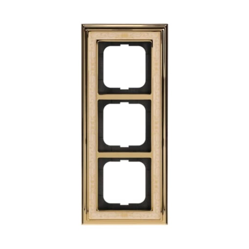 Cover frame 3gangs polished brass decor ivory white  BuschDynasty