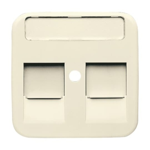 Cover plate with labelling field Modular Jack 2 gang white  BuschDuro 2000 SI
