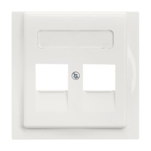 Cover plate with labelling field Modular Jack 2 gang alpine white  impuls