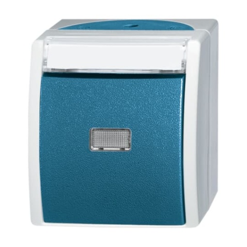Switch with labelling field Single push button 1P pole 1NO grey  bluegreen  ocean