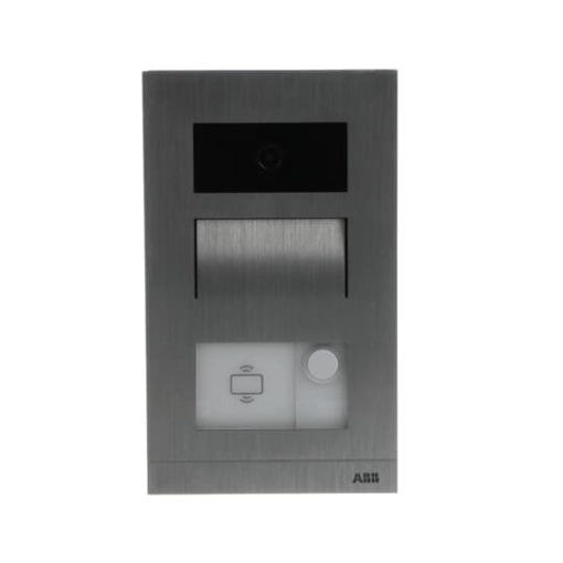 Mini video outdoor station, 1 pushbutton, with ID card readerRFID, 1 buttons, aluminium