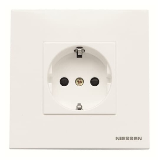 Socket outlet Schuko Without imprint with Hinged Lid White  - Zenit