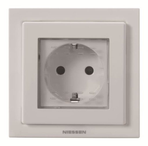Socket outlet Schuko Without imprint with Hinged Lid White  - Zenit