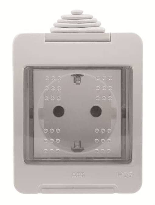 Socket outlet Schuko Without imprint with Hinged Lid White  - Zenit