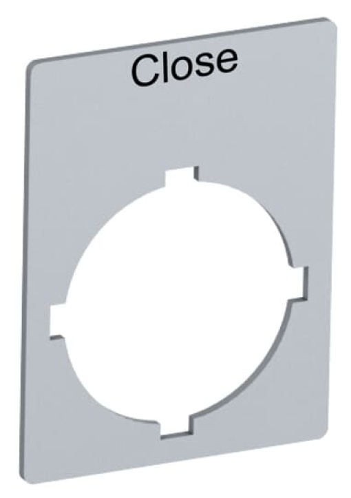 Rectangular legend plate 29,6x39 mm aluminum with text Close Legend Plate