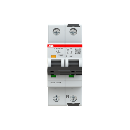 Miniature Circuit Breaker - S300P - 1PN - 6 A - C - AC 25 kA