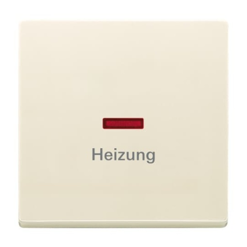 Rocker with legend Heizung with Small Red Calotte for Switchpush button, Single rocker ivory white - Platform 63