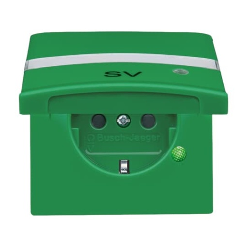 SCHUKO Socket insert with legend SV Safety Shutter with Hinged Lid green  - Allwetter 44 IP 44