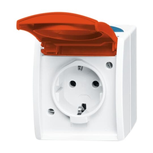 SCHUKO Socket with labelling field ZSV with Hinged Lid grey  blue-green  orange  - ocean