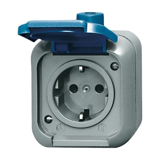 SCHUKO socket with Hinged Lid blue  - Busch-Duro 2000WDI