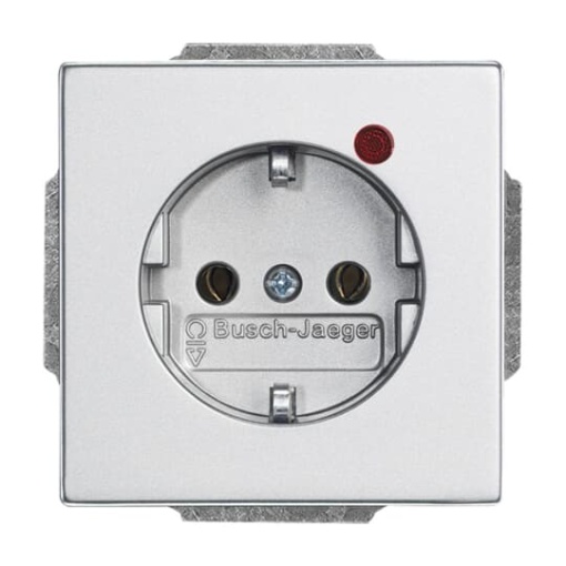 Busch-Protector SCHUKO socket insert with Neon lamp Red with screw terminals aluminium silver - Platform 63