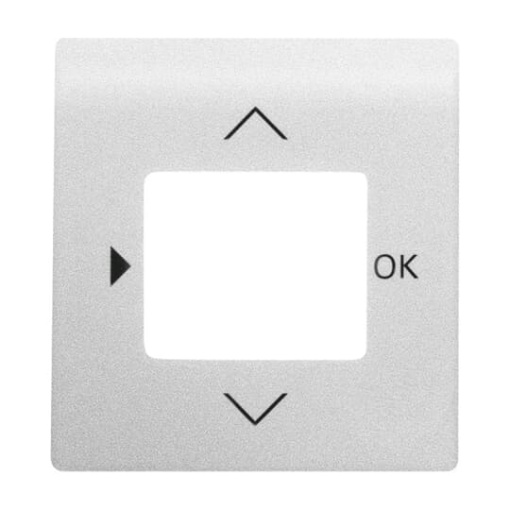 Cover plate with legend Symbols "play, up, down, ok" for Time switch Central cover plate aluminium silver - impuls