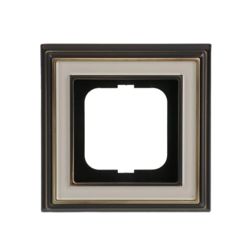 Cover frame 1-gang antique brass ivory white - Busch-Dynasty