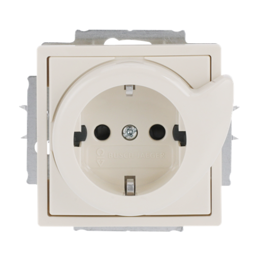 Busch-Service-Socket SCHUKO socket insert Safety Shutter ivory white - Platform 63