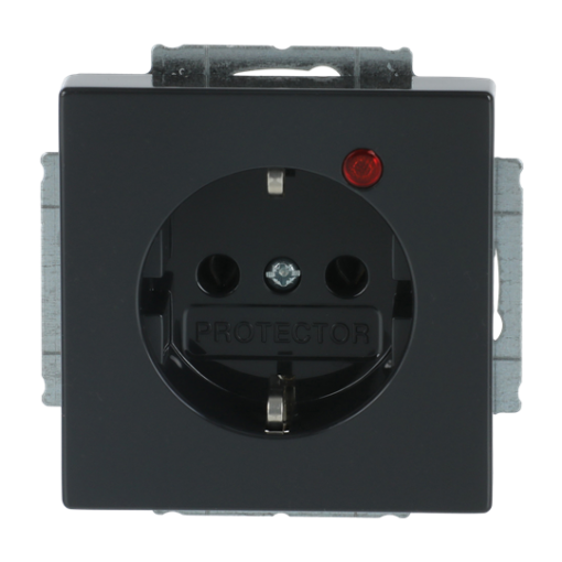 Busch-Protector SCHUKO socket insert with Neon lamp Red with screw terminals anthracite - Platform 63