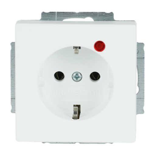 Busch-Protector SCHUKO socket insert with Neon lamp Red with screw terminals studio white matt - Platform 63