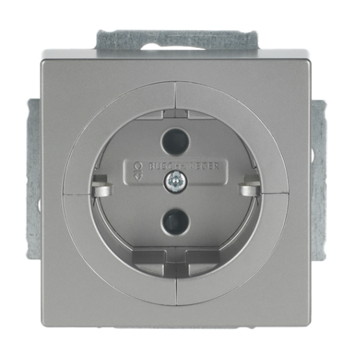 Busch-Object socket outlet SCHUKO socket insert Safety Shutter stainless steel - Pure Stainless Steel