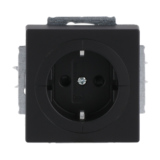 Busch-Object socket outlet SCHUKO socket insert Safety Shutter black matt - Platform 63