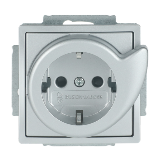 Busch-Service-Socket SCHUKO socket insert Safety Shutter aluminium silver - Platform 63