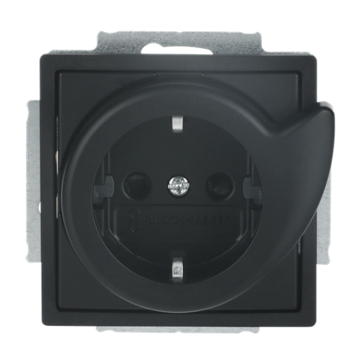 Busch-Service-Socket SCHUKO socket insert Safety Shutter black matt - Platform 63