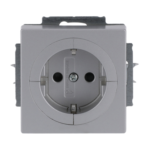 Busch-Object socket outlet SCHUKO socket insert Safety Shutter aluminium silver - Platform 63