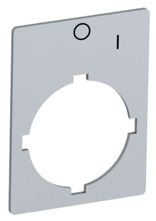 Rectangular legend plate 29,6x39 mm aluminum for 2-position selector switch with text Pos 21O Pos 22I Legend Plate