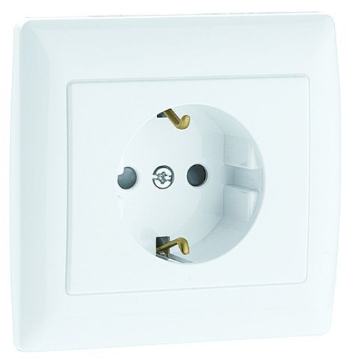 TOMADA SCHUKO MONOBLOCO COBTURADOR BRANCA