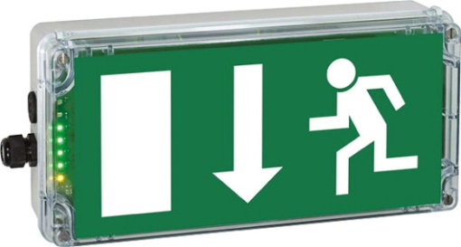 Ex-escape sign luminaires EXIT N with integrated emergency light function for zone 121, Pictogram EN 1838, Arrow 6 Clock