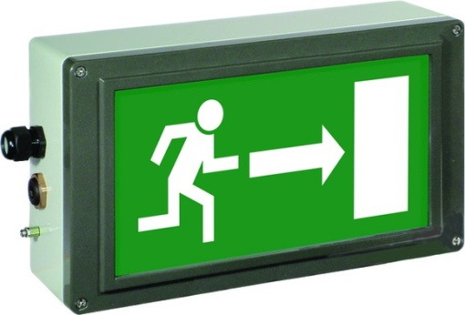 Ex-escape sign luminaires EX-LITE for zone 121, Pictogram EN 1838, Arrow 3 Clock